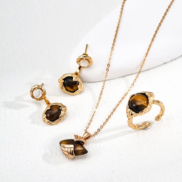 ✨ Artisan Original Design Genuine Tiger's Eye Geometric Pendant Necklace | S925 - Picture 4 of 5